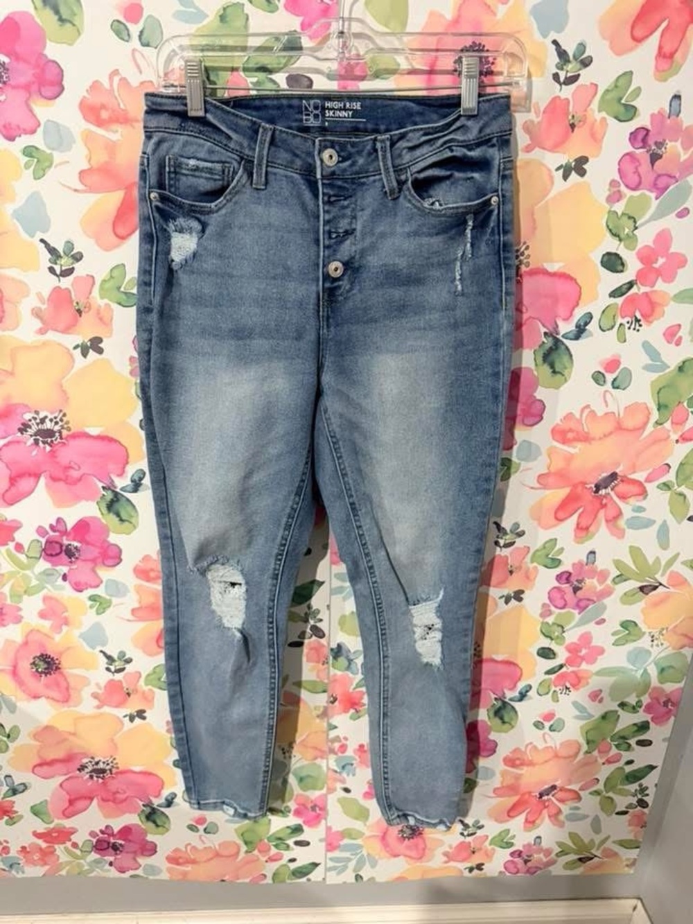 No Boundaries Light Blue High-Rise Distressed Skinny Jeans
